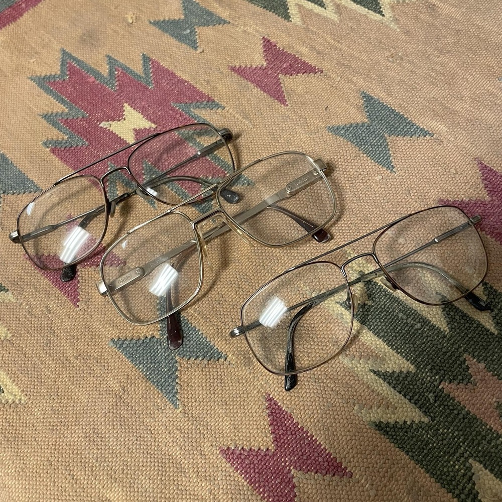 Safilo Elasta Mens Aviator Eyeglasses Lot 3 Full Rim Metal Plastic Vintage